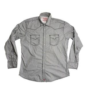 Wrangler 20X Competition Mens L White Black Geometric Pearl Snap Western Shirt